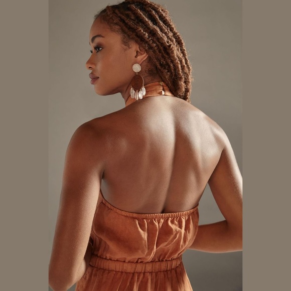 Anthropologie Cloth & Stone NWT linen cross-halter maxi dress (small) - Picture 5 of 11